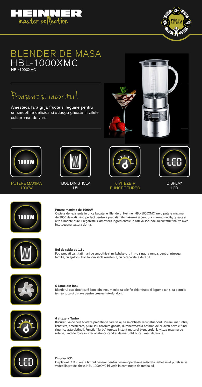 Blender De Masa Heinner Hbl-1000Xmc