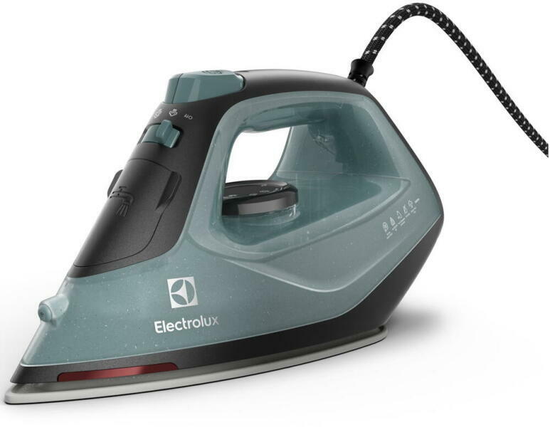 Fier de calcat Electrolux Easyline E5SI2-6OG, 2400 W, jet abur 110 g, abur variabil 0-26 g/min, rervor apa 250ml, talpa ceramica, functie de autocuratare, led indicator caldura reziduala, verde oceanic/gri