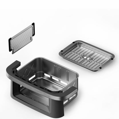 Friteuza dubla cu aer cald HEINNER AirBake Revolution HAF-C10DB22GREY, 10 l, 2200 W, 12 programe, Timer, 2 ferestre, Lumina interioara automata, Termostat 80-200 C Gri