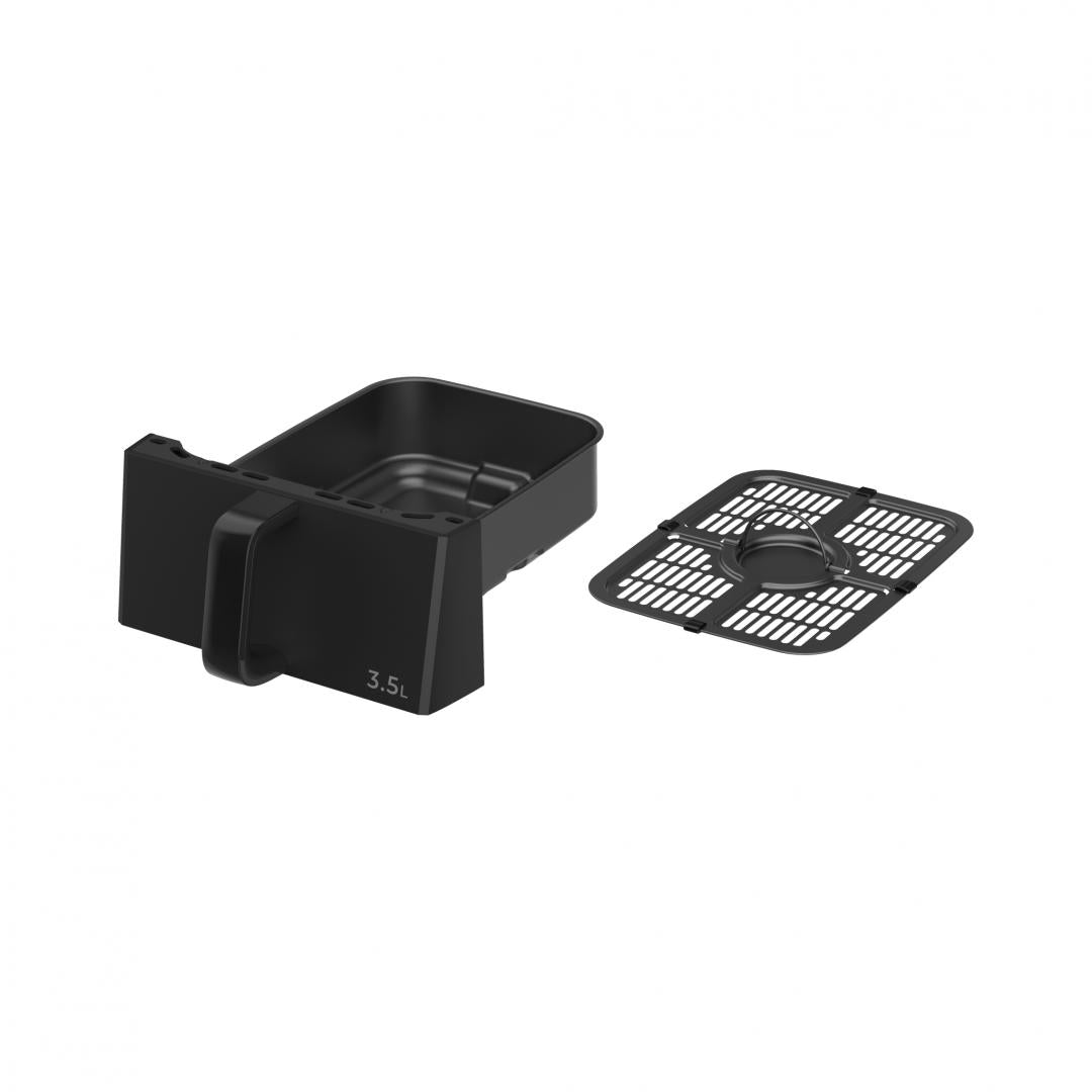 Friteuza dubla cu aer cald HEINNER InnovaCook HAF-C10DBS25BK, 10L 3.5L+6.5L, 2500 W 1000+1500, Timer, 10 programe, Oprire automata Negru