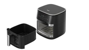 Friteuza cu aer cald HEINNER EffectHeat Fusion HAF-C7DH20BK, 7 l, 12 programe, 2000 W, Fereastra vizualizare, Circulatie aer 360 Negru