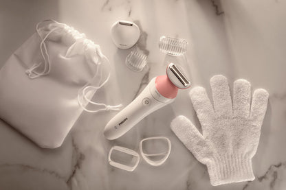 Aparat De Ras Fara Fir Umed Si Uscat Philips Lady Shaver Seria 6000 Brl146/00, Wet&Amp;Dry, 10 Ore Incarcare, 40 Min Utilizare, Husa, Manusa Exfoliere, L X A X I (Mm)