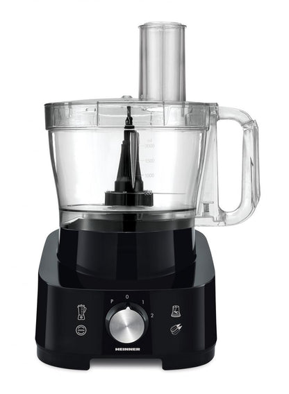 Robot de bucatarie Heinner Cookery Chef HFP-1000BK, 1000W, blender si rasnita incluse, capacitate bol 3.5L, capacitate blender 1.8L, 2 viteze + Pulse, cutit inox, negru