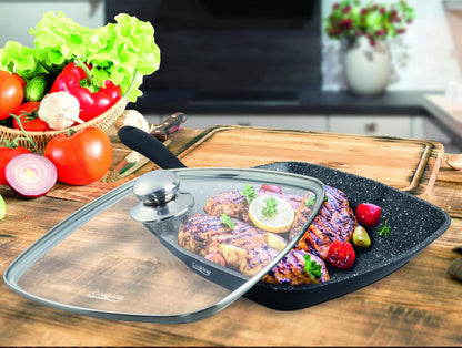 Tigaie grill aluminiu, 28 x 4.5 cm, Dark Line, Cooking By Heinner