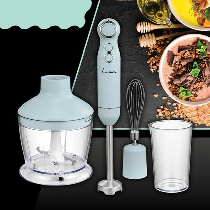 Mixer vertical Fram FHBL-RAC1200BL, 1200W, viteza variabila, functie Turbo, accesorii: tocator, tel, cana de mixat, picior blender din inox, motor DC, capacitate tocator: 500 ml, capacitate cana de mixare: 600 ml, buton ON/OFF