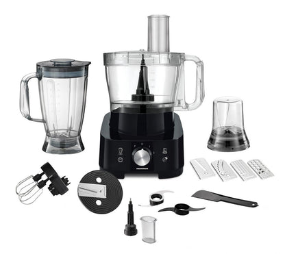 Robot de bucatarie Heinner Cookery Chef HFP-1000BK, 1000W, blender si rasnita incluse, capacitate bol 3.5L, capacitate blender 1.8L, 2 viteze + Pulse, cutit inox, negru