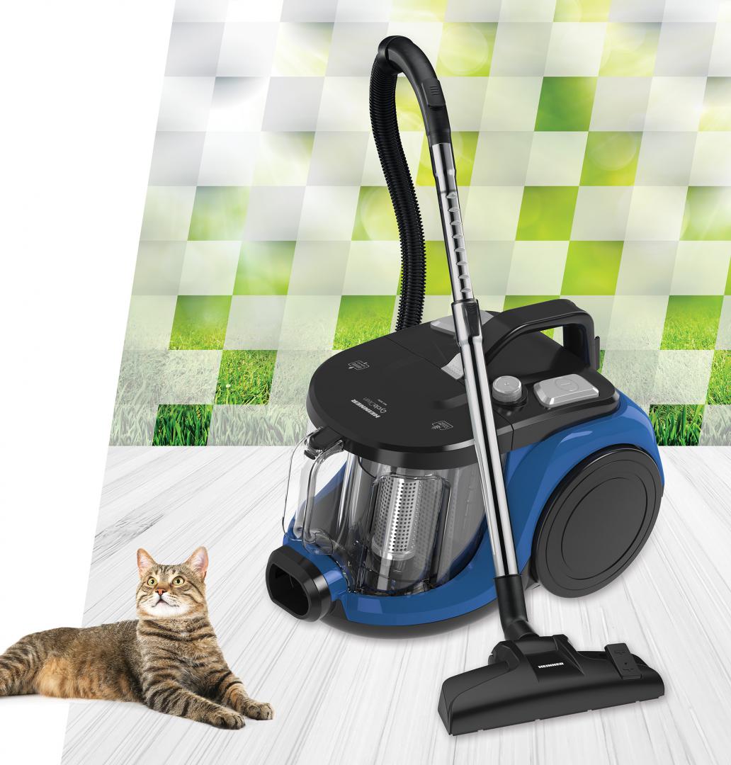 Aspirator fara sac Heinner CycloClean HVC-MC850BL, 850W, putere aspirare 170W, filtru HEPA 12, recipient praf: 2L, tub telescopic metalic, albastru