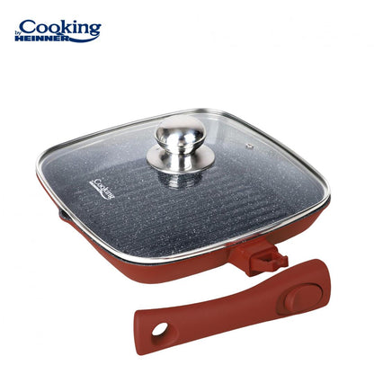 Tigaie grill cu capac Cooking by Heinner Calabria, aluminiu, 28x4cm