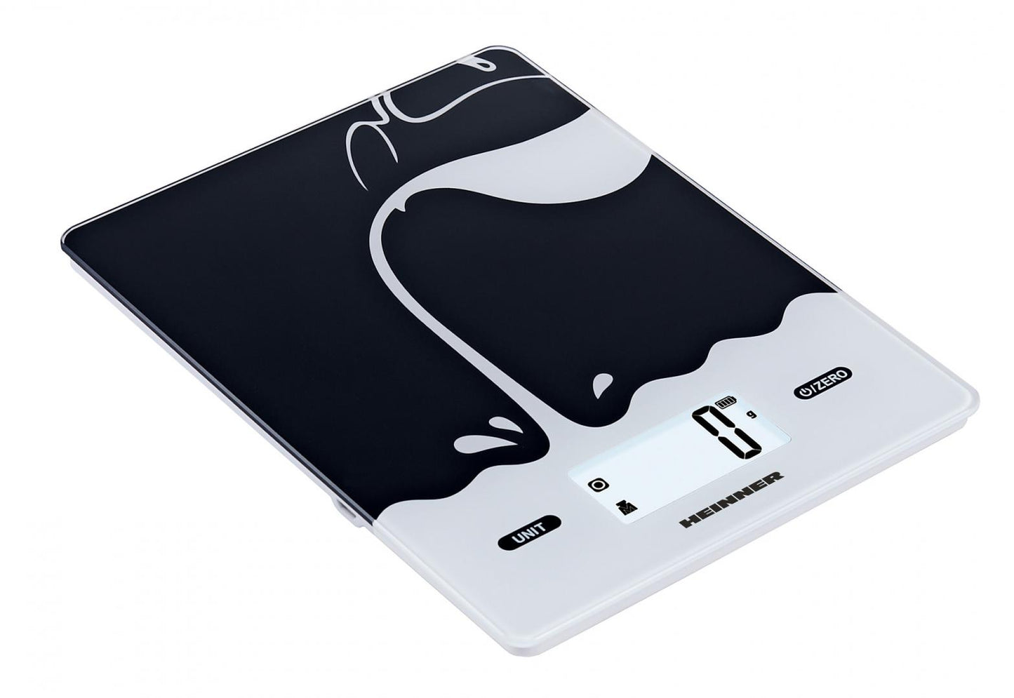 Cantar de bucatarie Heinner HKS-BK5USB, 5kg, sticla securizata 3mm, display lcd, control touch, gradare: 1g, functie Cantarire lichide, incarcare type-c, acumulator li: 3.7v