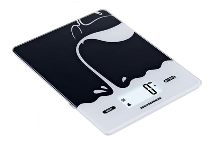 Cantar de bucatarie Heinner HKS-BK5USB, 5kg, sticla securizata 3mm, display lcd, control touch, gradare: 1g, functie Cantarire lichide, incarcare type-c, acumulator li: 3.7v
