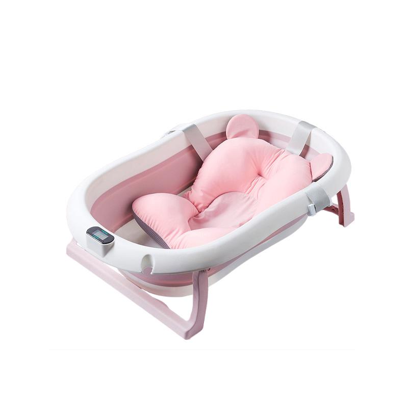 Cadita Cu Pernuta Pentru Bebelusi, Termometru Digital Incorporat, Pliabila, Dop Se Scurgere, Picioare Anti-Alunecare , U-Grow