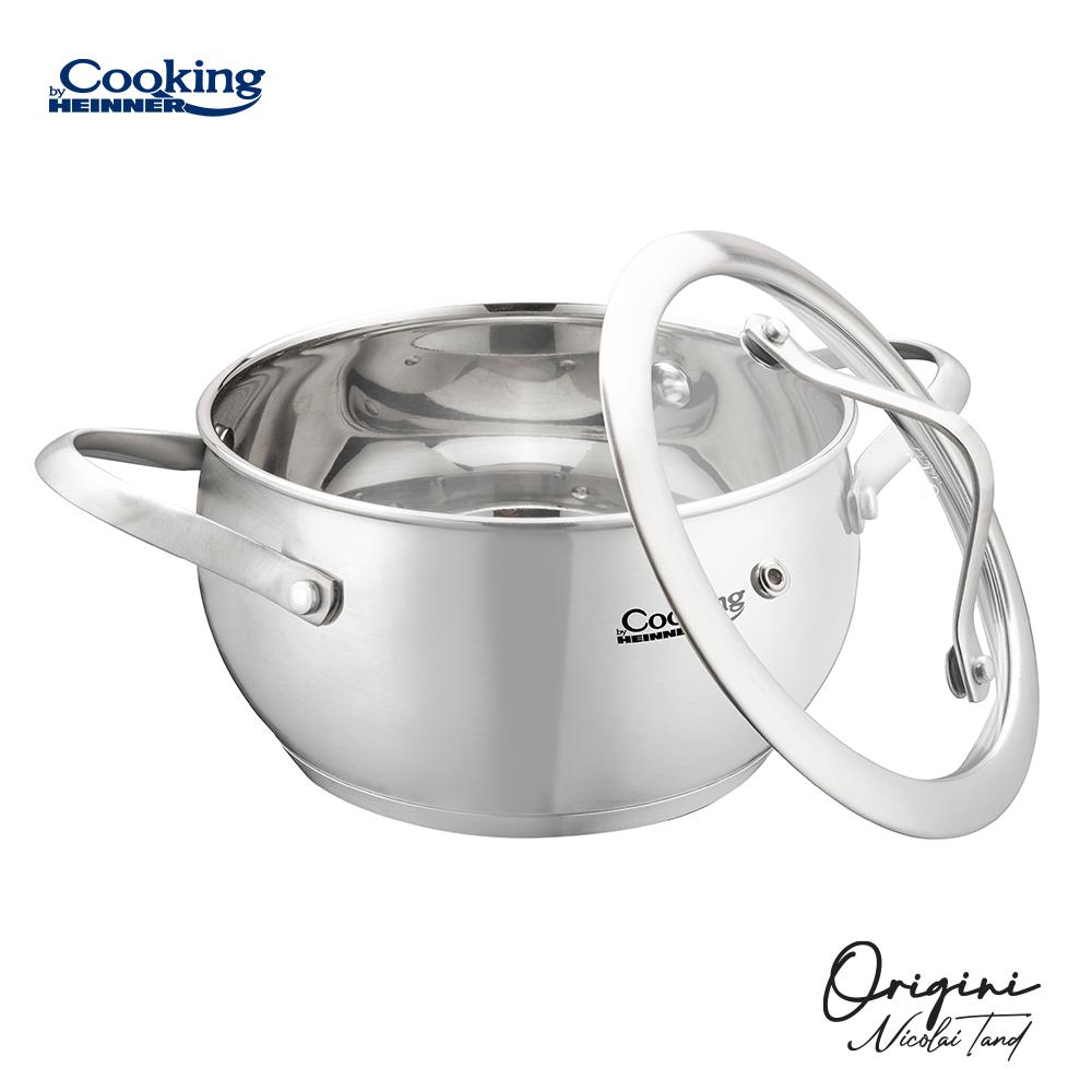 Oala 1.8L cu capac sticla Cooking by Heinner - Origini Chef Nicolai Tand, inox, inductie, 16 x 9 cm