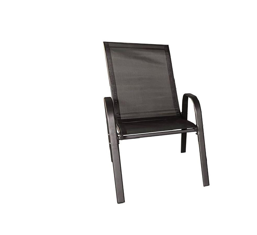 Set mobilier gradina Savona Heinner, masa diametru 60 cm si 2 scaune 70x56x90 cm, otel si textil, negru