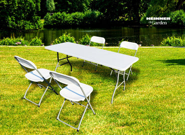 Set masa cu 4 scaune plastic pliabile Heinner