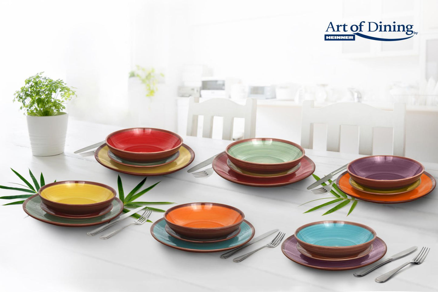 Serviciu de masa Art of Dining by Heinner Aquarelle, ceramica, 18 piese