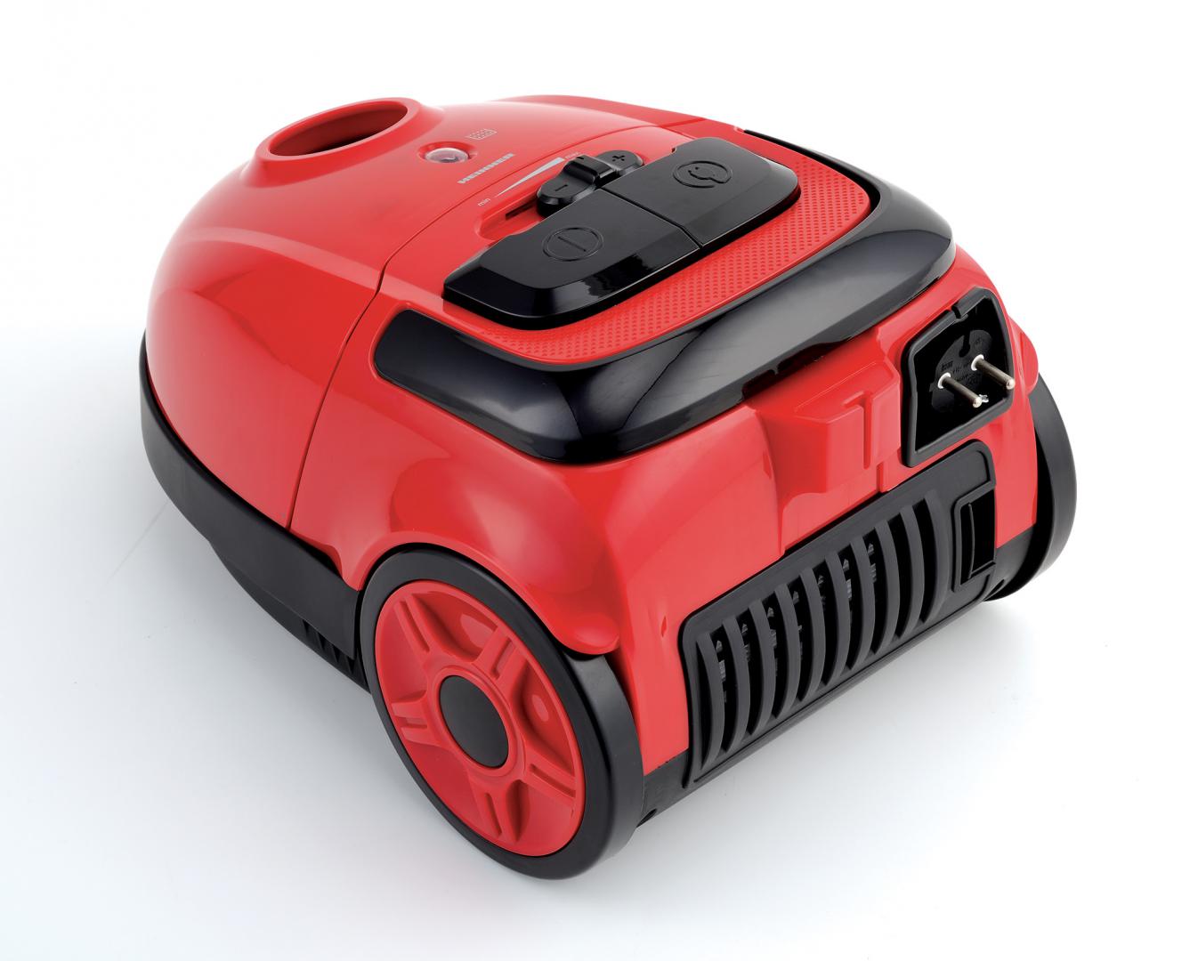 Aspirator cu sac Heinner HVC-VB750RD, putere 750W, putere de aspirare: 180W, sac textil 1.6 L, control variabil al puterii, nivel de zgomot: 78dB, Rosu