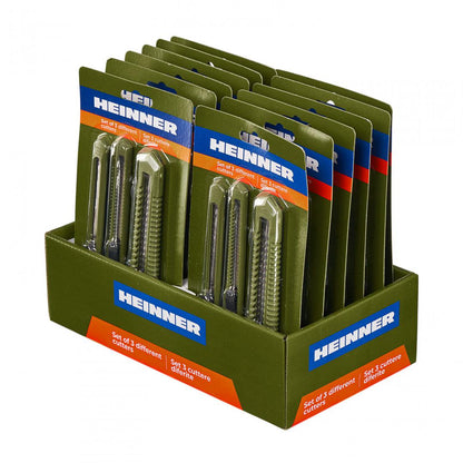 Set 3 cuttere, Heinner, diverse marimi, PCC0007, Verde