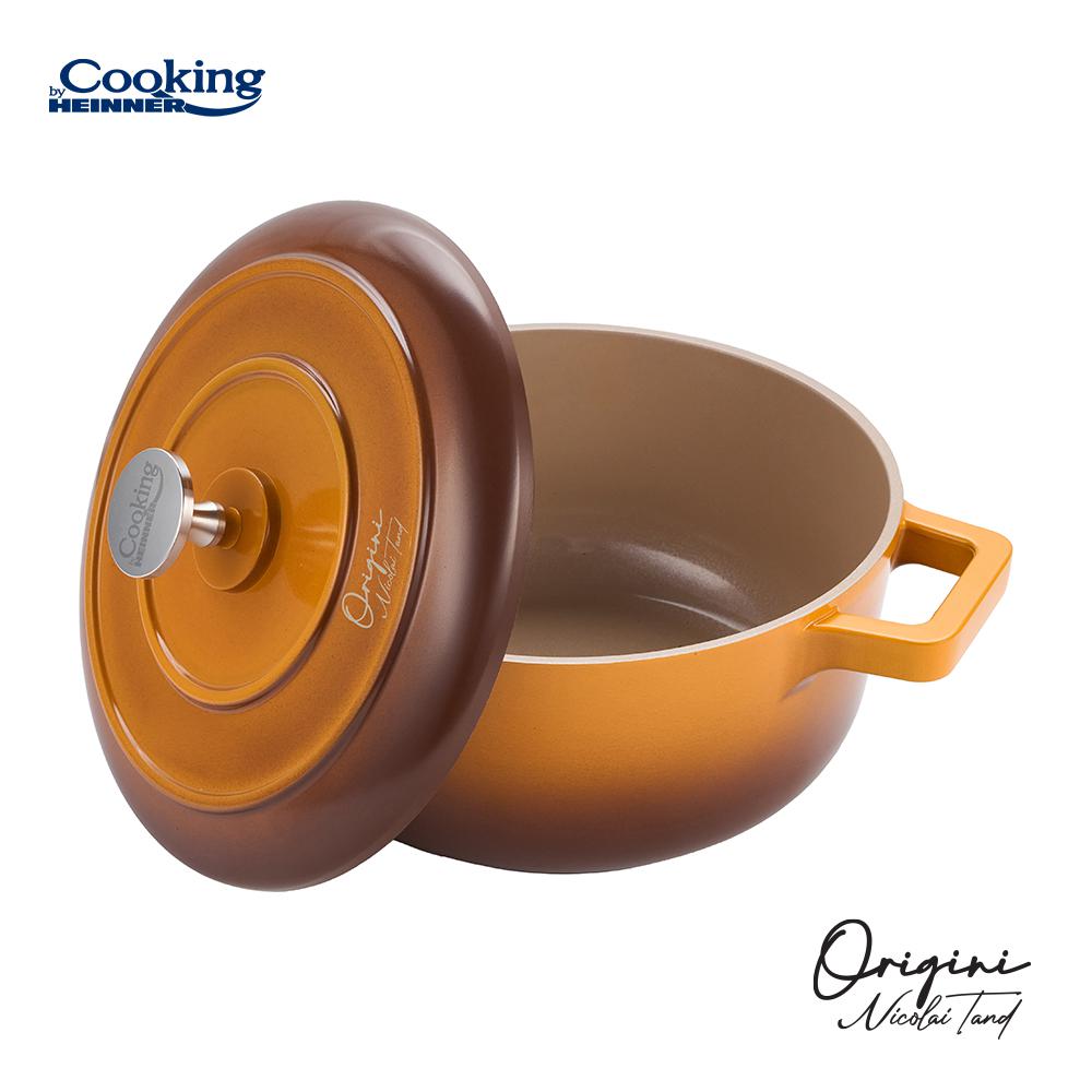 Oala 2.4L cu capac Cooking by Heinner - Origini Chef Nicolai Tand, aluminiu turnat, invelis ceramic, 20 x 10 cm