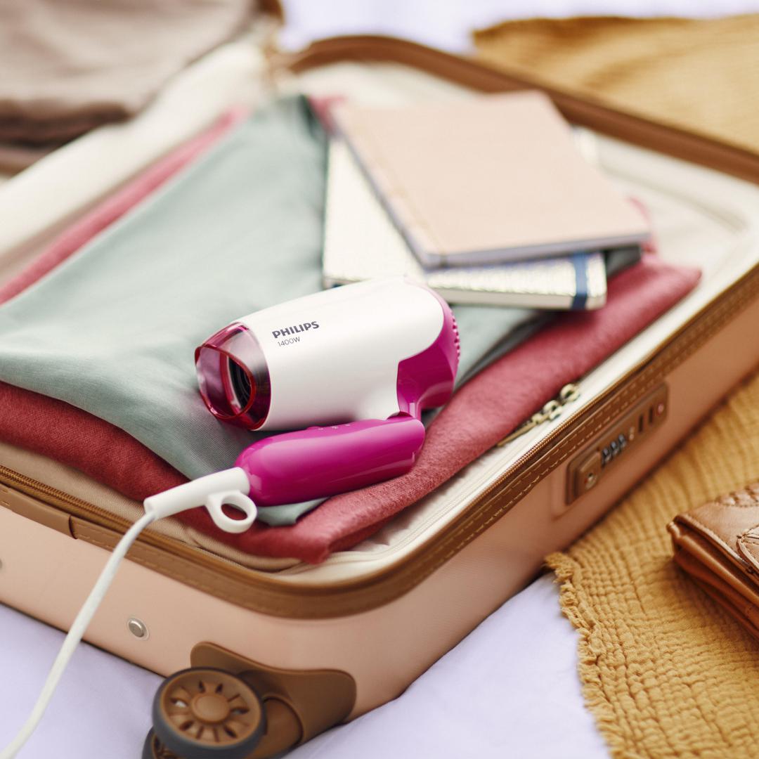 Philips SalonDry Compact BHD003/00 Uscator de par, 1400 W, pliabil, alb/roz