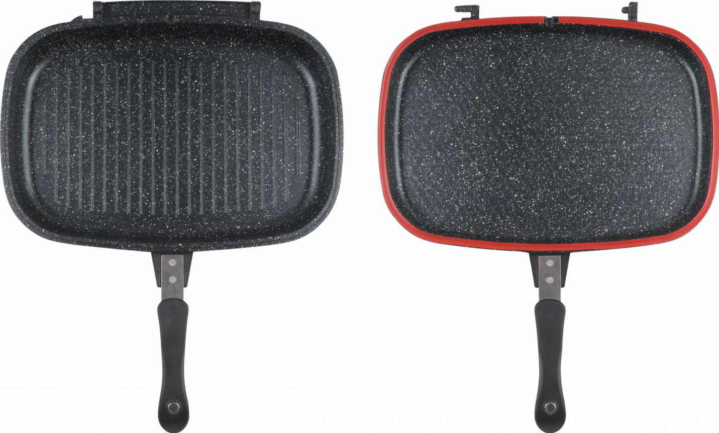 Tigaie dubla grill Cooking by Heinner Dark Line Classic, dreptunghiulara, aluminiu, 36x24x7.5 cm