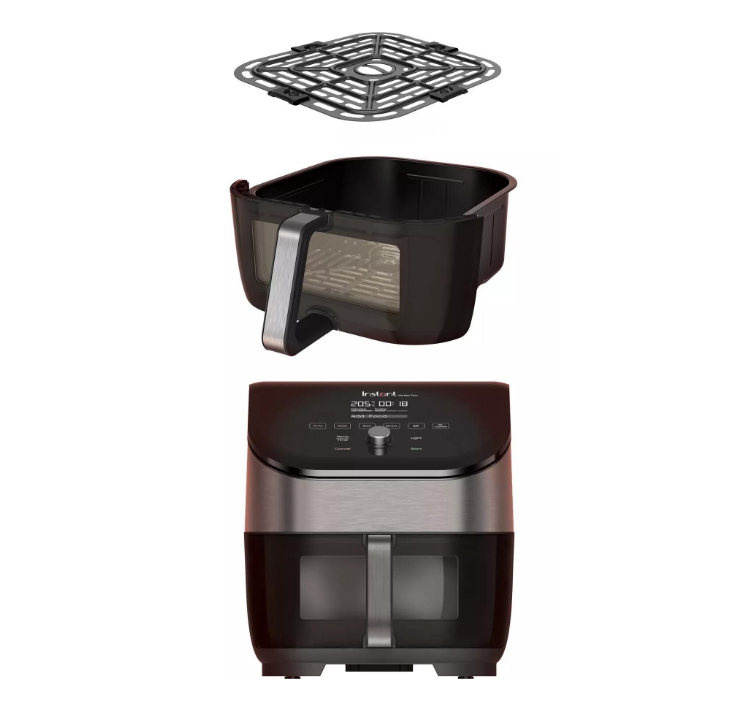 Friteuza cu aer cald Instant Vortex Plus 6 ClearCook & OdorErase, 1450~1700W, V5.7L, 6 functii, Termostat reglabil (35~205°C), Fereastra monitorizare, Lumina interna, Tehnologie EvenCrisp, Stainless Steel