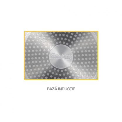 Set pentru gatit 5 piese din aluminiu presat, capace din aluminiu, acoperire ceramica cu aspect marmorat, baza inductie