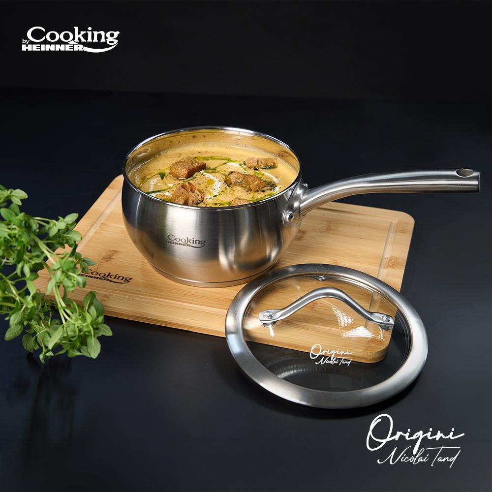 Cratita 1.8L cu capac sticla Cooking by Heinner - Origini Chef Nicolai Tand, inox, inductie, 16 x 9 cm