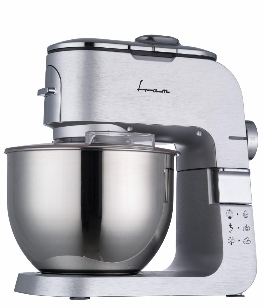 Mixer planetar FRAM FPM-K1500M, 1500W, bol inox 6L, 6 viteze si functie Pulse, Argintiu