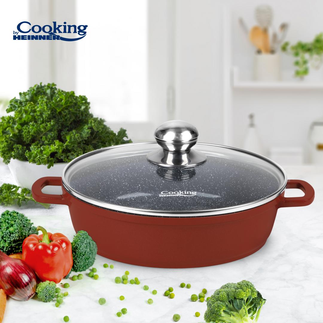Cratita 2.6L cu capac Cooking by Heinner Calabria, aluminiu, 24X6.5cm