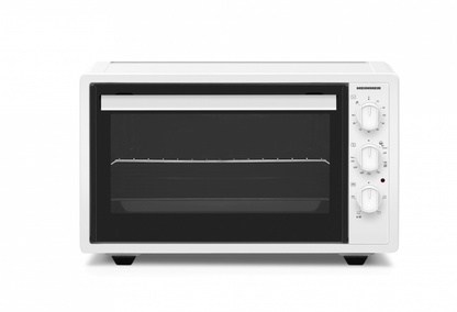 Cuptor electric Heinner HCE-S37WH, 1650W, capacitate 37l, 220°C, 4 functii de gatire, timer, grill, accesorii: gratar si tava de copt, Alb