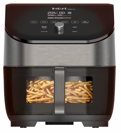 Friteuza cu aer cald Instant Pot Vortex Plus 6 Clear Cook, Ecran digital, Cos detasabil, 6 functii de gatire, 5.7 L, 1700 W (Negru)