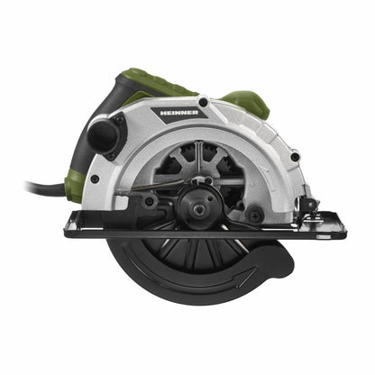 Fierastrau circular Heinner, 1400 W, 230 V, 5000 RPM, 185 mm diametru disc + sina ghidaj + set perii carbune + imbus