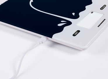 Cantar de bucatarie Heinner HKS-BK5USB, 5kg, sticla securizata 3mm, display lcd, control touch, gradare: 1g, functie Cantarire lichide, incarcare type-c, acumulator li: 3.7v