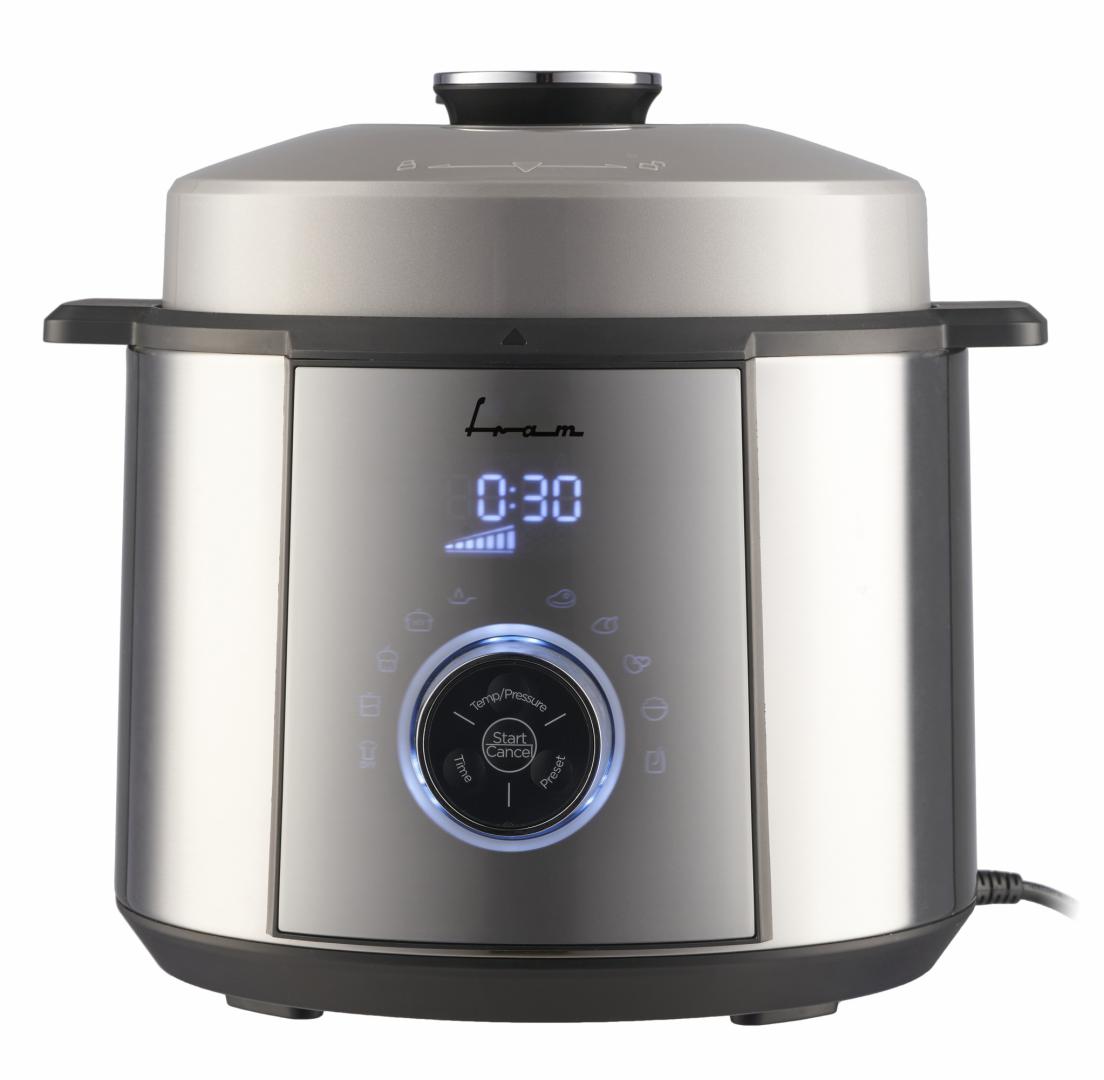 Multicooker cu gatire la presiune FRAM FPCK-R57IX, 1100W, 3.7L, presiune max 0.8bar, 10 programe, Argintiu