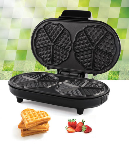 Aparat de facut gofre/vafe Heinner Copper Crown HWF-1000CR, 1000W, buton reglare temperatura, placi cu invelis antiaderent, plite gofre: 13.97 cm, negru/aramiu