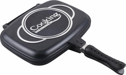 Tigaie dubla grill Cooking by Heinner Dark Line, dreptunghiulara, aluminiu, 32x24x7.5 cm