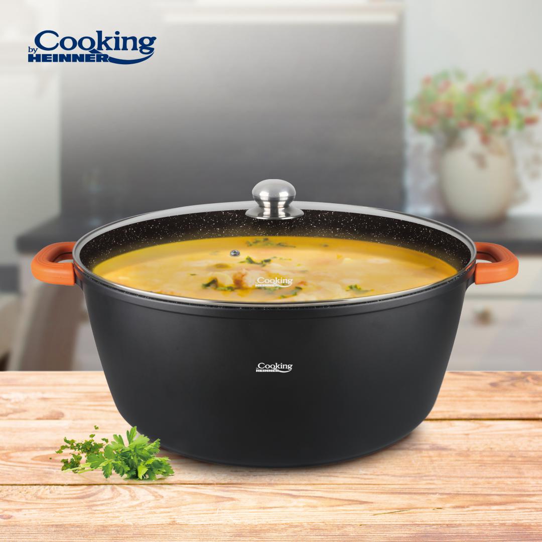 Semioala Aluminiu+Capac ,23L,Dark Line, Cooking By Heinner