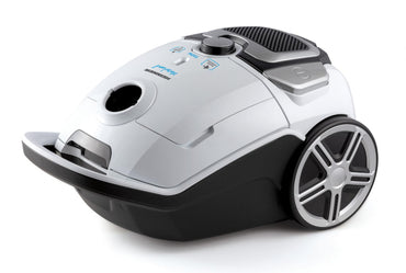 Aspirator cu sac Heinner HVC-M700WH, 69dB, filtru HEPA 12, perie ECO, 700W, putere de absorbtie 150W, sac textil 3L, tub din metal, viteza variabila, Alb