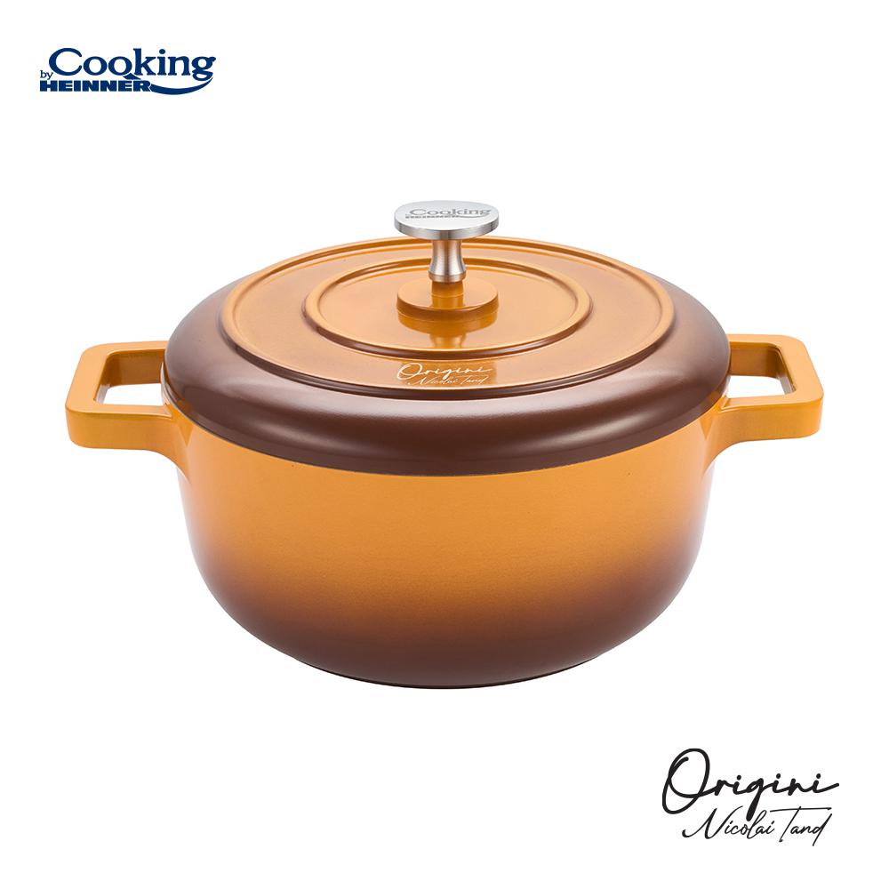 Oala 2.4L cu capac Cooking by Heinner - Origini Chef Nicolai Tand, aluminiu turnat, invelis ceramic, 20 x 10 cm