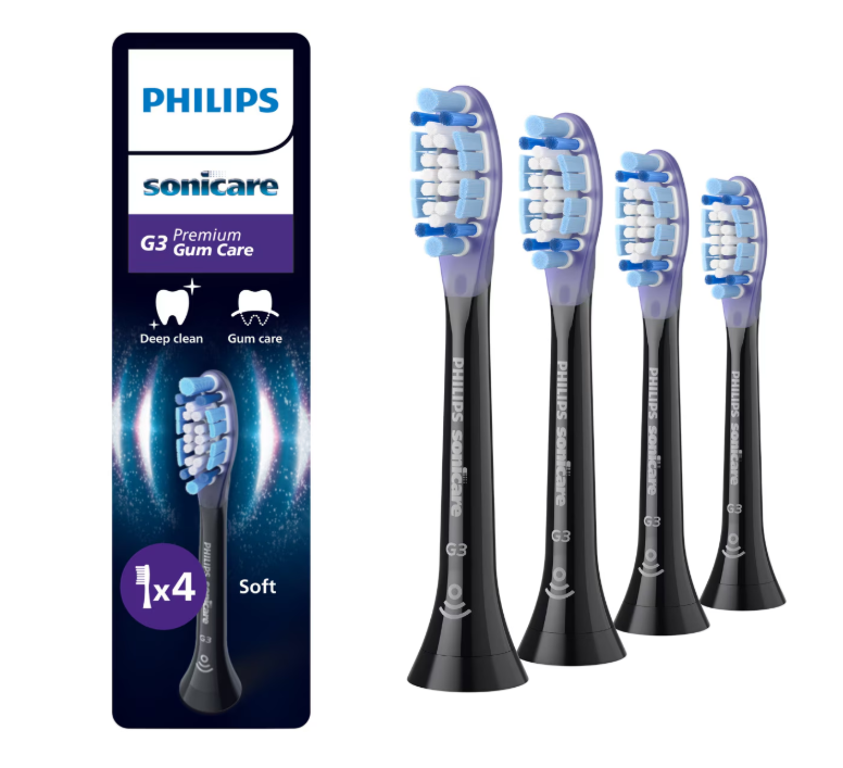 Rezerve Philips Sonicare Gum Care HX9054/88, pachet de 4 capete de periere, Standard, click-on, sincronizarea modurilor BrushSync, Negru