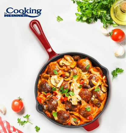 Tigaie rotunda din fonta emailata pentru grill, 27x5 cm