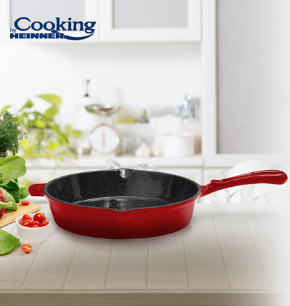 Tigaie rotunda din fonta emailata pentru grill, 27x5 cm