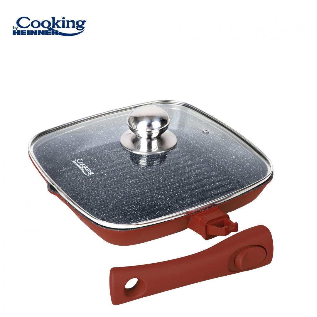 Tigaie grill cu capac Cooking by Heinner Calabria, aluminiu, 24x4cm