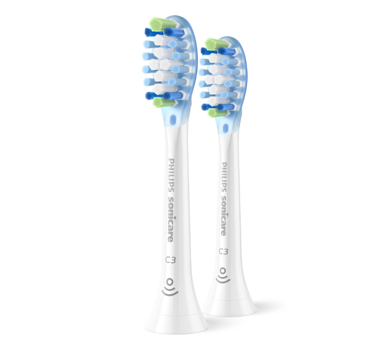 Rezerve Philips Sonicare Plaque Defence HX9042/87, pachet de 2 capete de periere, Standard, click-on, sincronizarea modurilor BrushSync, Alb