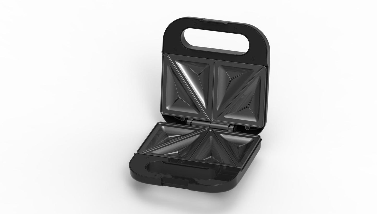 Sandwich maker HEINNER ELITESNACK SM-K750FSBK, 750w, capacitate: 2 sandwich-uri, placi antiadezive fixe tip sandwich, negru