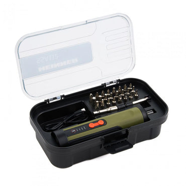Surubelnita pe acumulator Heinner SSA112, 4 V, 250 RPM, 3 Nm, cablu USB, 25 biti 25 mm, 2 x prelungitor biti
