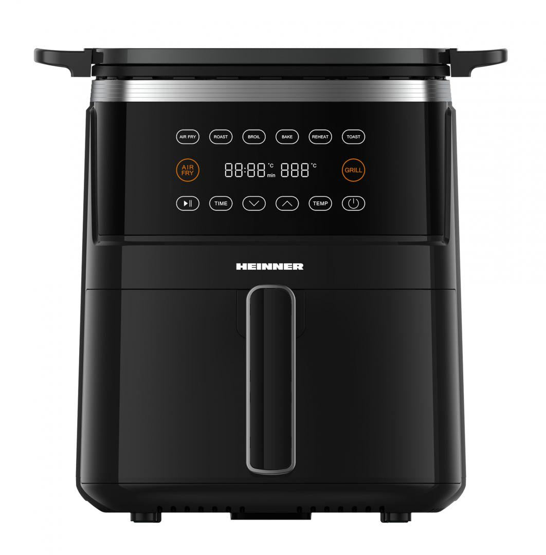 Friteuza cu aer cald Heinner Fry&Grill HAFG-B5BK2600, 2600W, capacitate 5L, 6 programe presetate, panou de comanda electronic, timp maxim de preparare: 60 min, Negru