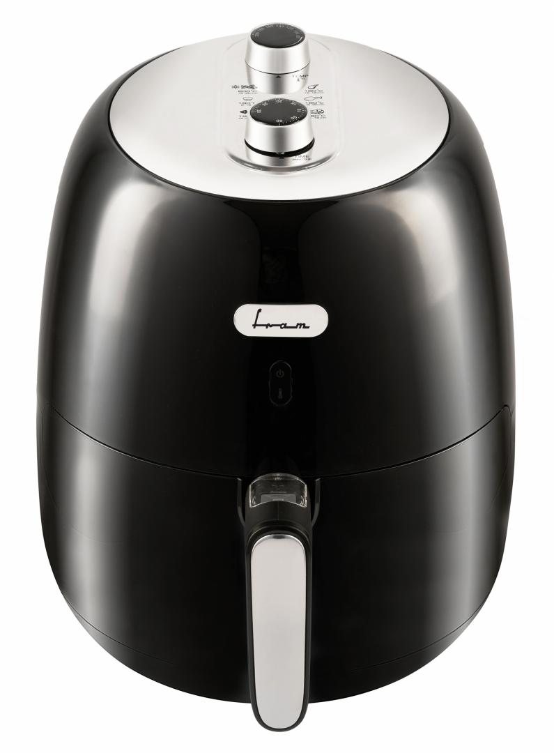 Friteuza cu aer cald FRAM Airfryer FAF-1500BK, gatire fara ulei, 1500W, capacitate cos 3.2L, vas detasabil anti-adeziv, termostat reglabil 80-200˚C, timer 30 min, negru