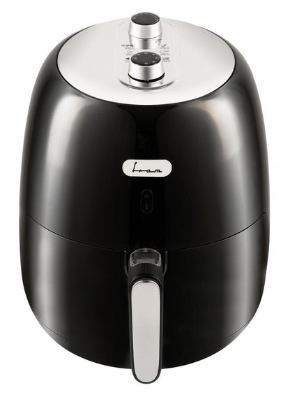 Friteuza cu aer cald FRAM Airfryer FAF-1500BK, gatire fara ulei, 1500W, capacitate cos 3.2L, vas detasabil anti-adeziv, termostat reglabil 80-200˚C, timer 30 min, negru