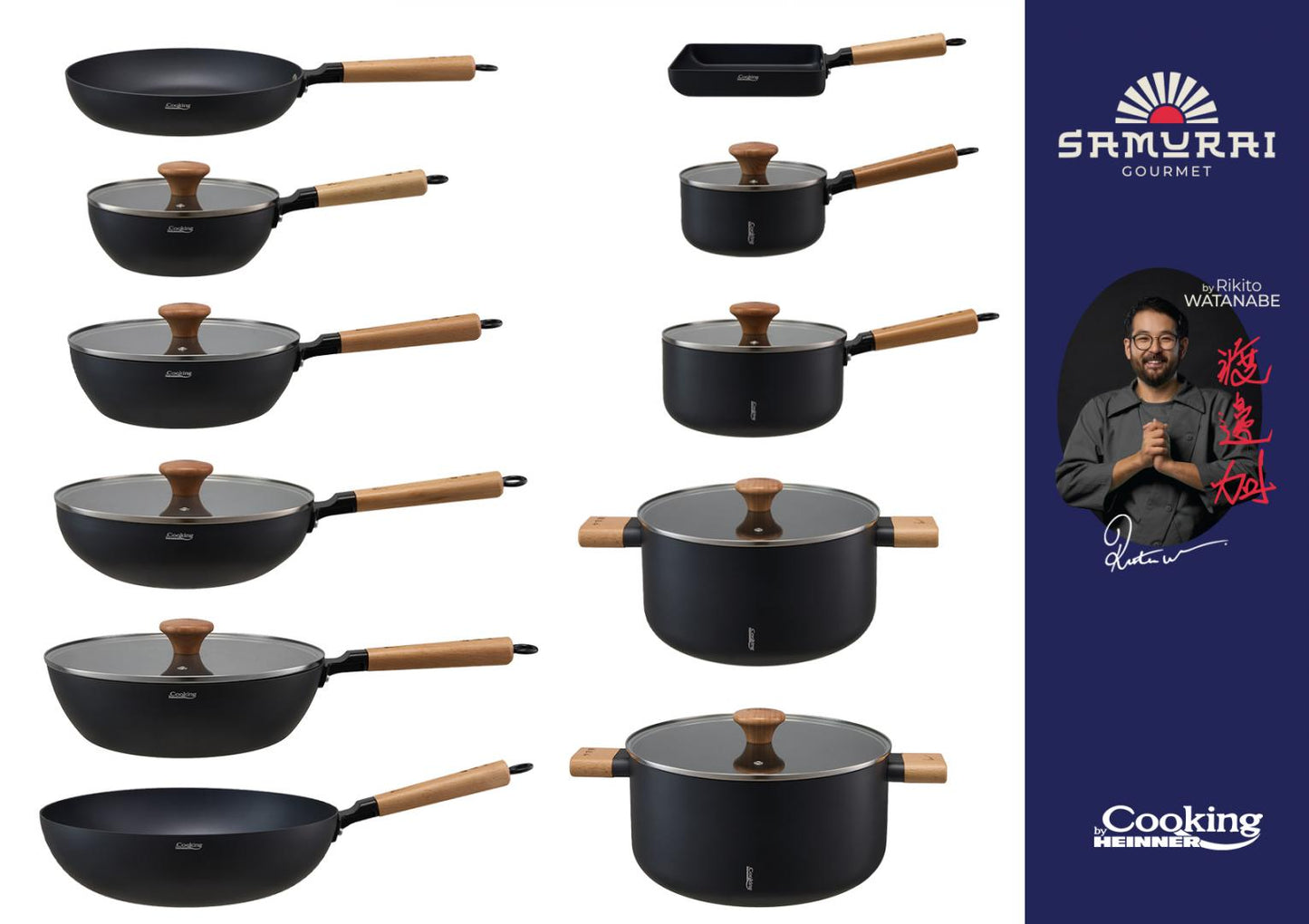 Tigaie jade Cooking by Heinner - Samurai Gourmet by Rikito Watanabe, invelis ceramic, inductie, 18 x 15 x 3.4 cm